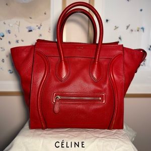 Celine Red Luggage Tote
